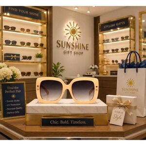Sunglasses‎ Women Taupe & Gold Oversized UV400 Protection